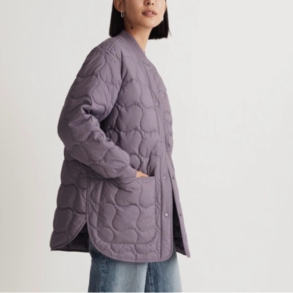 Madewell quilted oversized lightweight bomber jacket in Smokey grape